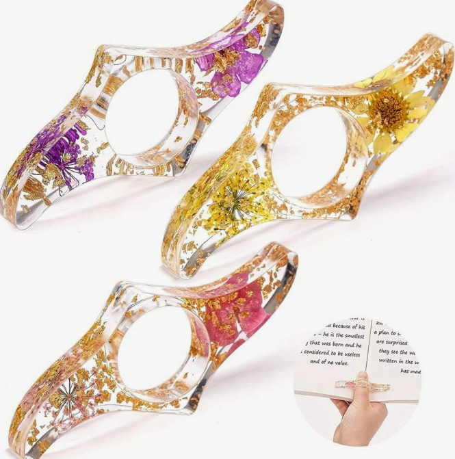 Soporte de libro de pulgar con flor seca